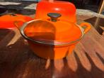Gietijzeren braadpannen oranje retro Cousances France 20, Huis en Inrichting, Keuken | Potten en Pannen, Ophalen of Verzenden