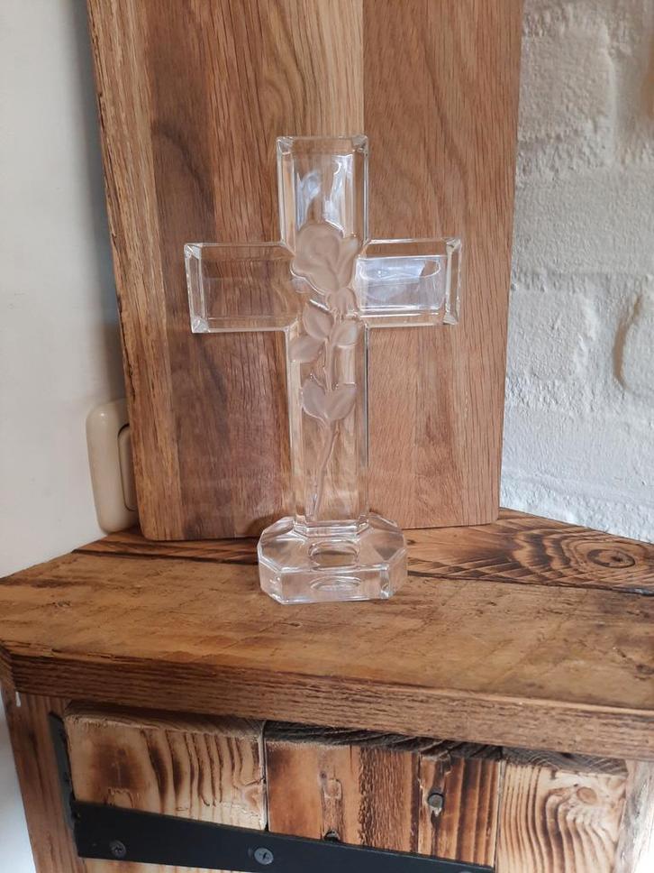 Lood kristal kruis design glaskunst religi geloof opwekking, Verzamelen, Religie, Gebruikt, Ophalen of Verzenden