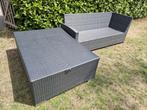 Loungebank met Tafel en Kussens, Tuin en Terras, Gebruikt, Bank, Loungeset, Wicker