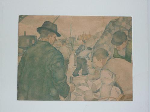 5 Reprodukties van aquarellen van v.d. Afsluitdijk *KOOPJE*, Antiek en Kunst, Kunst | Schilderijen | Klassiek, Ophalen of Verzenden