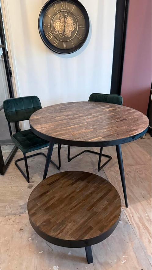 Mango Houten Eettafel + Salontafel – Industrieel Design, Huis en Inrichting, Tafels | Eettafels, Zo goed als nieuw, 100 tot 150 cm