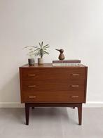 Vintage teakhouten ladekastje, jaren 60/Deens design, Ophalen, Gebruikt, Sixties, retro, jaren 60, scandinavisch, midcentury, 50 tot 100 cm