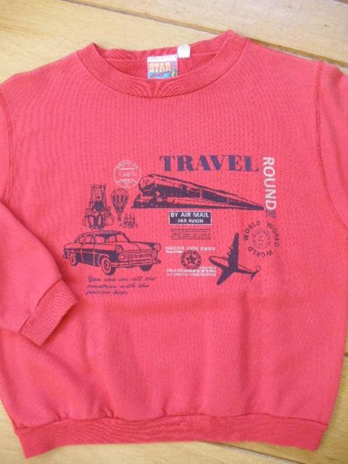 Sweater rood Travel round the world maat 122, Kinderen en Baby's, Kinderkleding | Maat 122, Jongen, Trui of Vest, Verzenden