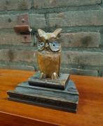 Houten Uil op Boeken inktpot, Antiek en Kunst, Curiosa en Brocante, Ophalen of Verzenden