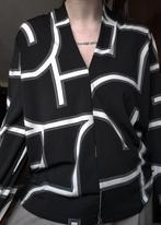 H&M blouse met zwart witte print, H&M, Zwart, Maat 46/48 (XL) of groter, Nieuw
