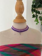 Ketting choker paars lila violet bedel sleutel, Sieraden, Tassen en Uiterlijk, Kettingen, Nieuw, Overige materialen, Ophalen of Verzenden