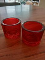 Waxinelichthouder 2 x rood glas, Verzamelen, Ophalen of Verzenden, Zo goed als nieuw