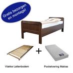 Actie 1 - Seniorenbed met vlakke bodem en matras - In walnoo, Huis en Inrichting, Slaapkamer | Bedden