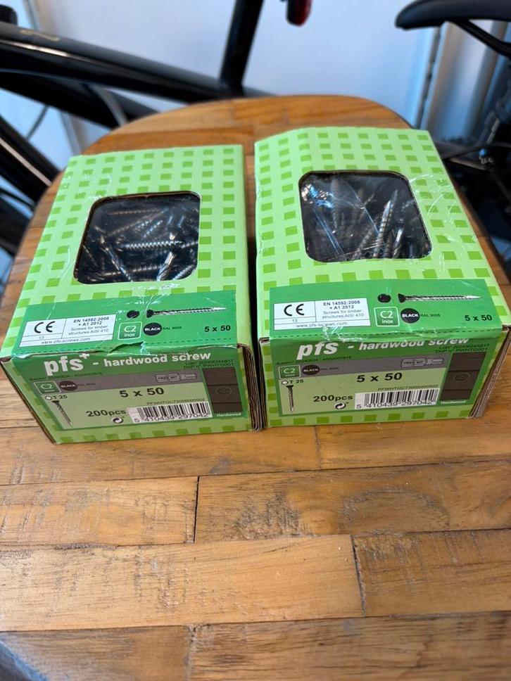 PFS Potdekselschroef 5x50 RVS zwart Torx 200st (2x), Doe-het-zelf en Verbouw, IJzerwaren en Bevestigingsmiddelen, Zo goed als nieuw
