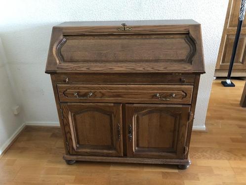 Eiken secretaire met lade en 2 deuren, Huis en Inrichting, Kasten | Secretaires, Gebruikt, Ophalen