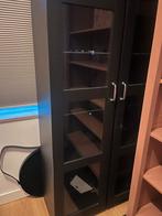 Ikea zwarte kast met glazen deuren, Huis en Inrichting, Kasten | Vitrinekasten, Ophalen, Gebruikt, 50 tot 100 cm, Glas