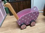 Roze houten poppenwagen Janod - incl pop!, Kinderen en Baby's, Speelgoed | Houten speelgoed, Gebruikt, Ophalen, Duw- of Trekspeelgoed