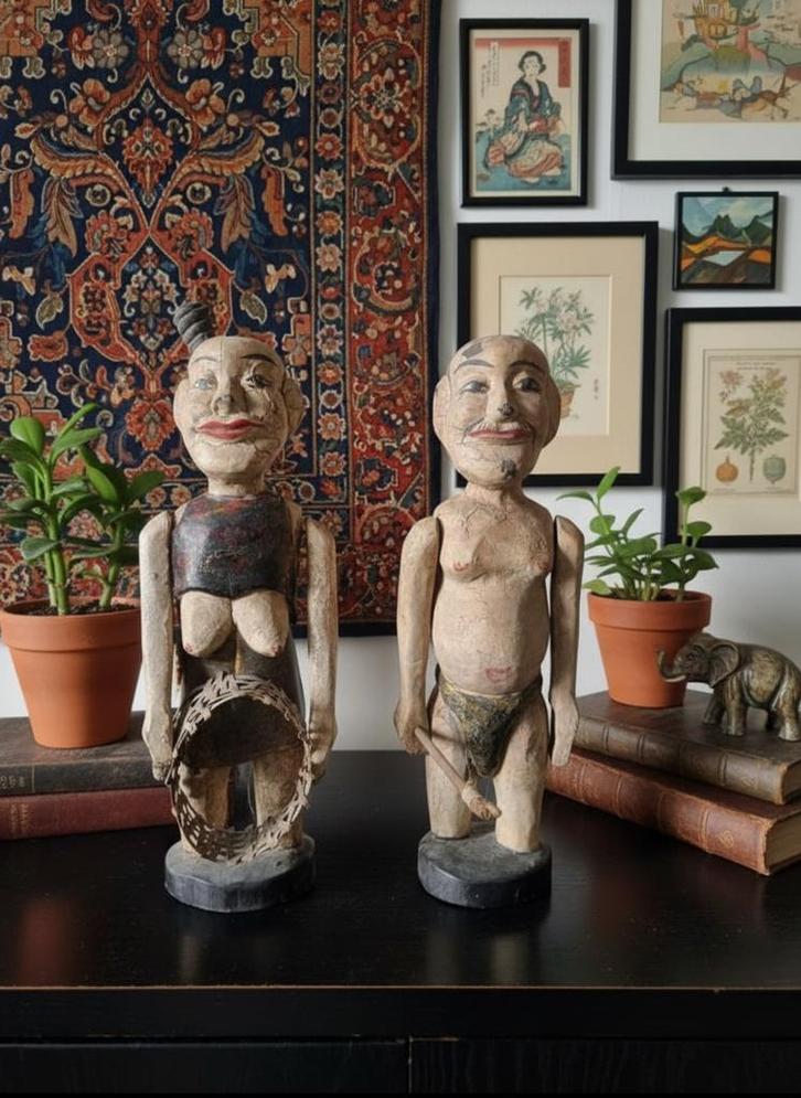 Houten Beelden Set - Vietnamese water pupets, Antiek en Kunst, Kunst | Beelden en Houtsnijwerken, Ophalen of Verzenden