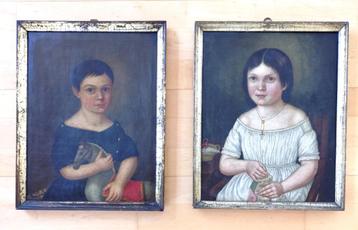 ==2 portretten van kinderen === c a 1840=== beschikbaar voor biedingen