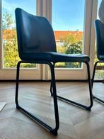 Set van 6 zwart leren eetkamerstoelen, Ophalen, Gebruikt, Zwart, Leer