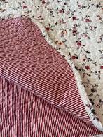 Brocante Franse plaid/quilt/sprei - rood gebloemd/gestreept, Ophalen of Verzenden