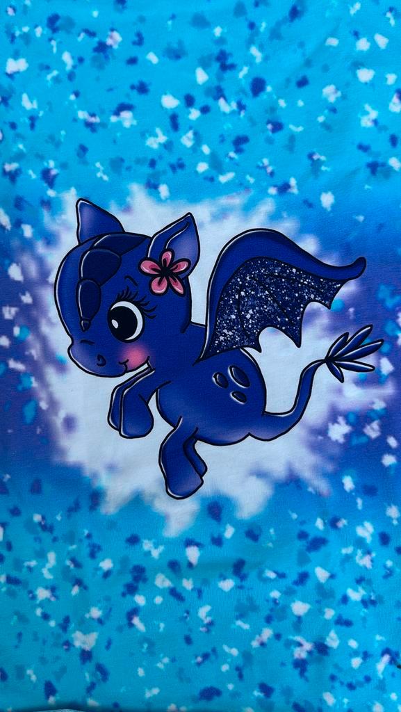 Draakjes paneel french terry, Hobby en Vrije tijd, Stoffen en Lappen, Zo goed als nieuw, Katoen, 120 cm of meer, 30 tot 200 cm