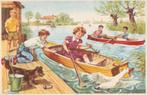 MEISJE HOND BOOT UIT JAREN 50 ZEER MOOIE OUDE KAART KK120, Verzenden, 1940 tot 1960, Ongelopen, Kinderen