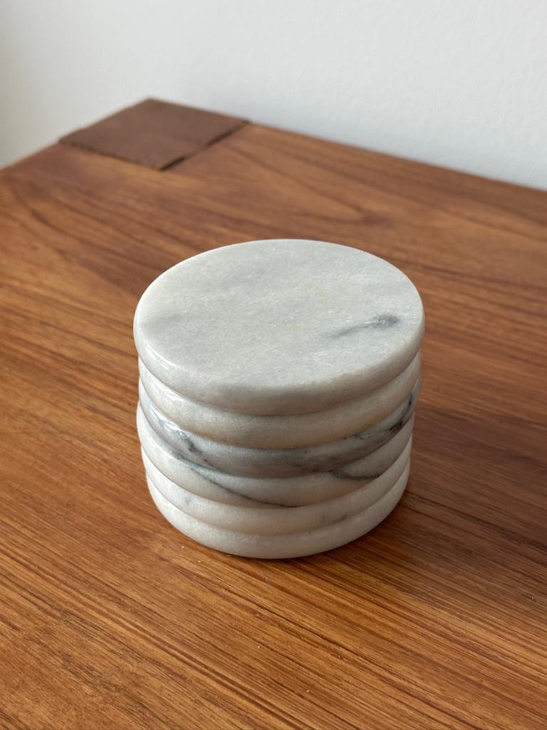 Zes marmeren onderzetters, Huis en Inrichting, Woonaccessoires | Onderzetters, Ophalen of Verzenden, Zo goed als nieuw, Glas of Kopje