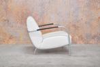 ZGAN gebroken witte leren Harvink Columbus design fauteuil, Harvink, Harvink, Design, 75 tot 100 cm