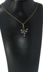 Roos diamant antieke 14k gouden ketting met hanger dames, Ophalen of Verzenden, Goud, Ketting, Met edelsteen