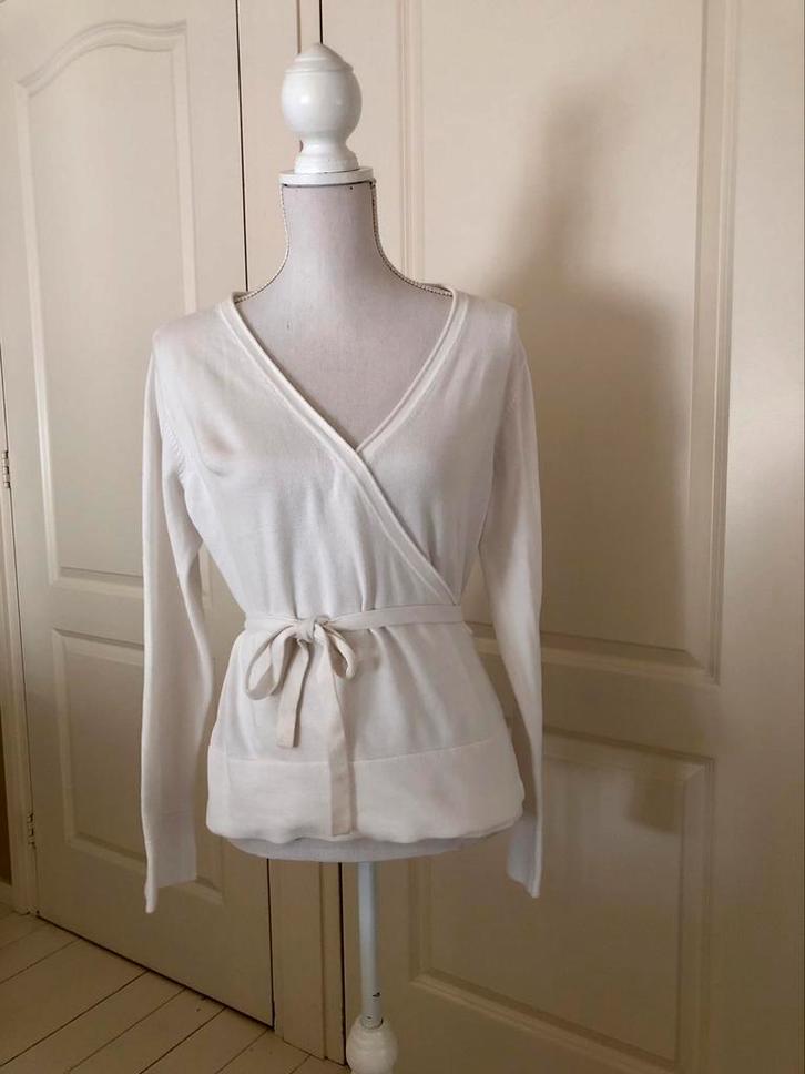 Venducci Wikkelvest / Wit / 100 % Cotton / L, Kleding | Dames, Truien en Vesten, Zo goed als nieuw, Maat 42/44 (L), Wit, Ophalen of Verzenden