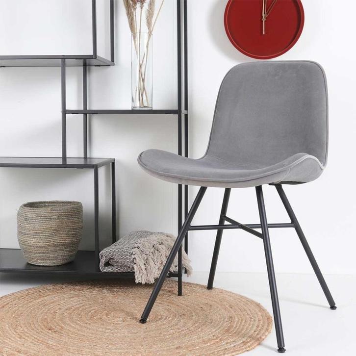 Nieuwe grijze design velvet eetkamerstoelen, 20 stuks van 13, Huis en Inrichting, Stoelen, Nieuw, Vijf, Zes of meer stoelen, Hout