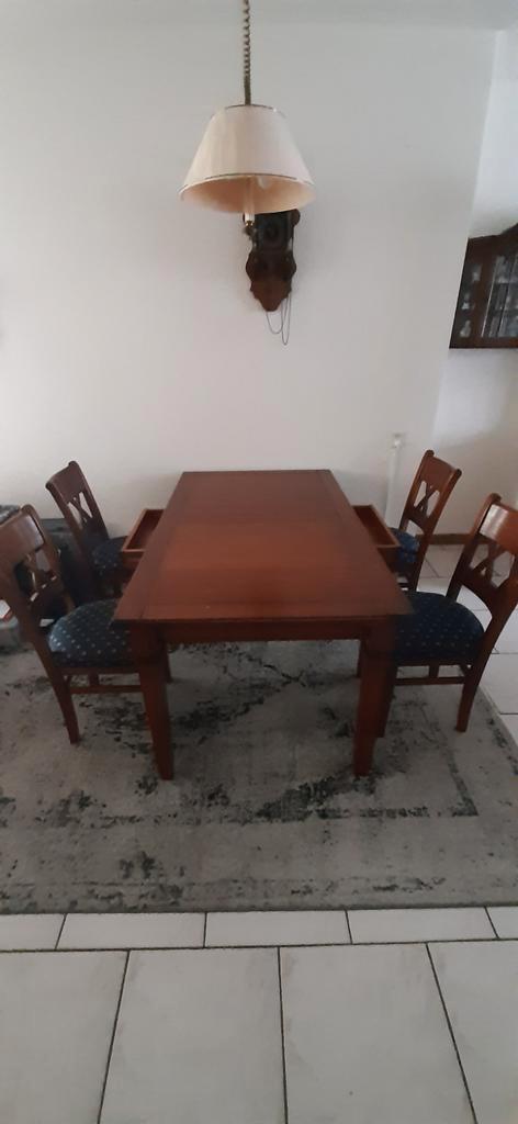 Eettafel met 4 stoelen, Huis en Inrichting, Complete eetkamers, Gebruikt, 4 tot 6 stoelen, Ophalen