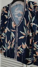 Vest donkerblauw met bloemenprint, maat 40/42, Ophalen of Verzenden, Zo goed als nieuw, Maat 42/44 (L), Blauw