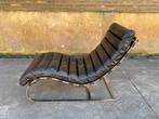 Stoere industriële generfde leren Chaise lounge !!!, Ophalen, Gebruikt, Eenpersoons, Minder dan 75 cm