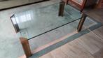 Glazen Salontafel met Bronzen Frame, Ophalen, Gebruikt, 100 tot 150 cm, 50 tot 100 cm