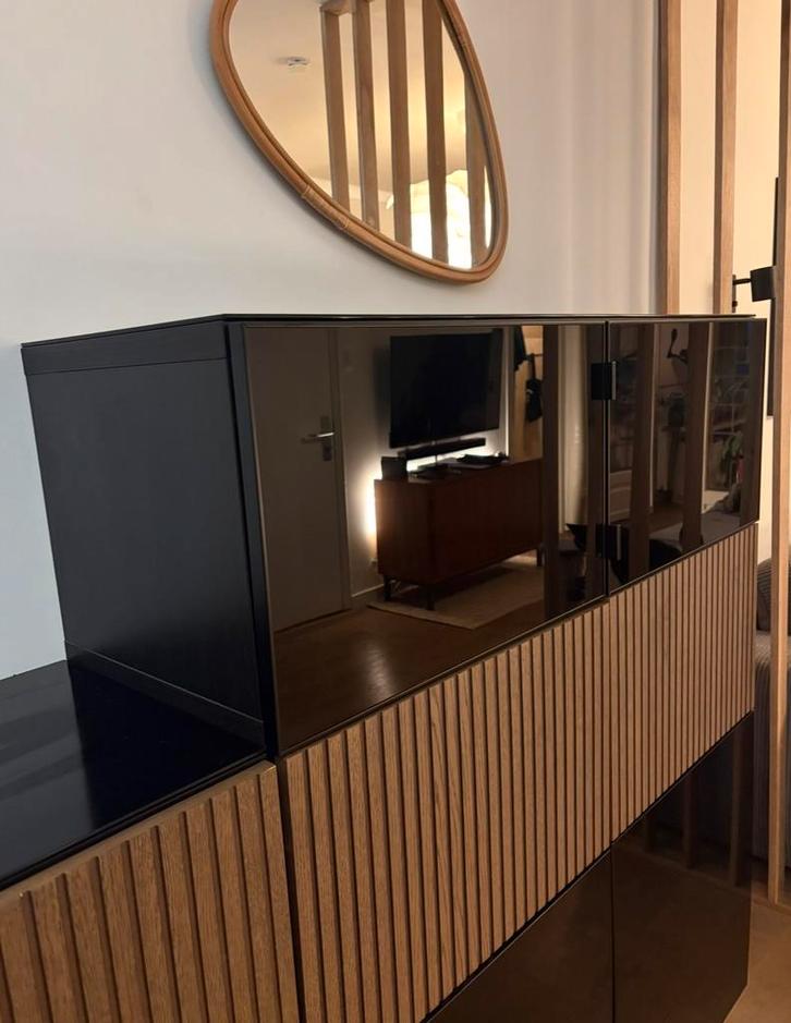 IKEA Besta kast met glazen vitrinedeuren, Huis en Inrichting, Kasten | Wandmeubels, Gebruikt, Minder dan 100 cm, Minder dan 150 cm