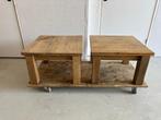 2 x eikenhout salon tafeltjes, Ophalen, Gebruikt, 50 tot 100 cm, 50 tot 100 cm