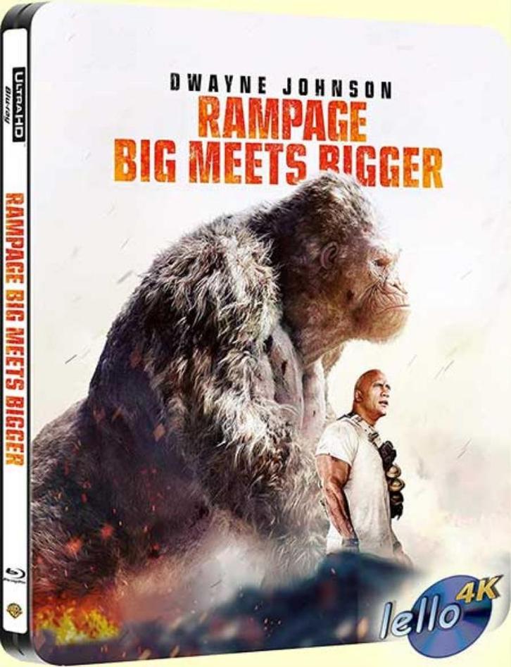 Blu-ray 4K: Rampage (2018 Dwayne Johnson) SteelBook IT nNLO, Cd's en Dvd's, Blu-ray, Nieuw in verpakking, Actie, Ophalen of Verzenden