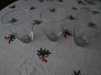 Antiek glas glazen 3 stuks met sierstreep en stip, Ophalen of Verzenden