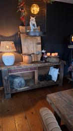 OUD HOUTEN WERKBANK MET BANKSCHROEF ONDERPLANK EN LADES, Ophalen, Gebruikt, Bankschroef