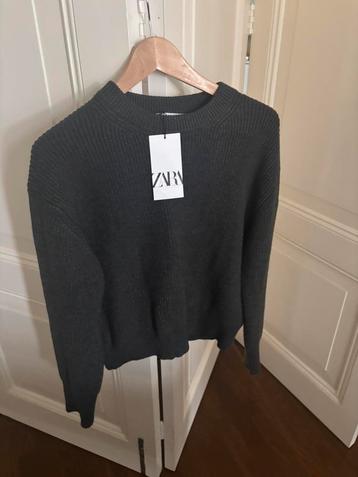Zara grijze knitted sweater, antraciet kabeltrui maat M beschikbaar voor biedingen