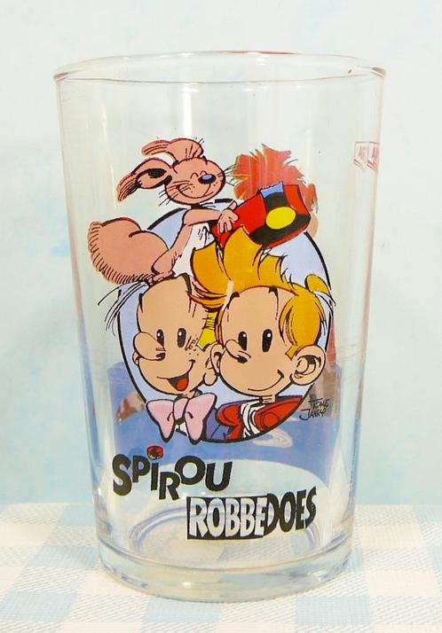 Vintage Robbedoes en Kwabbernoot glas Franquin - Amora 1994, Verzamelen, Stripfiguren, Zo goed als nieuw, Gebruiksvoorwerp, Guust of Robbedoes