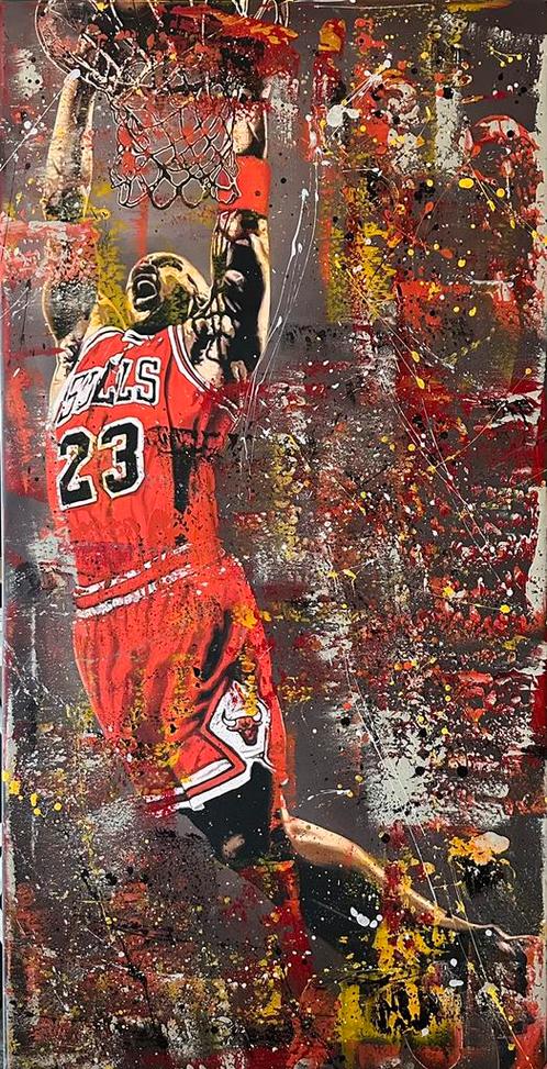 Michael Jordan- Mixed Media- Katoenen canvasdoek-120x60cm, Sport en Fitness, Basketbal, Zo goed als nieuw, Overige typen, Ophalen of Verzenden