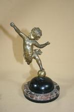 Antiek bronzen putto op marmeren voet putti, Antiek en Kunst, Ophalen of Verzenden