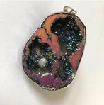 Prachtige grote druzy geode Titaniumkwarts edelsteen hanger, Ophalen, Overige kleuren, Zo goed als nieuw, Steen of Mineraal