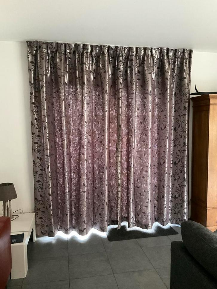 Gordijnen te koop - 2 maten oud rose/ grijs, Huis en Inrichting, Stoffering | Gordijnen en Lamellen, Gebruikt, 200 cm of meer