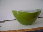 Fruitschaal groen glas met grijze vlekken(zie omschrijving), Gebruikt, Schaal, Rond, Ophalen of Verzenden