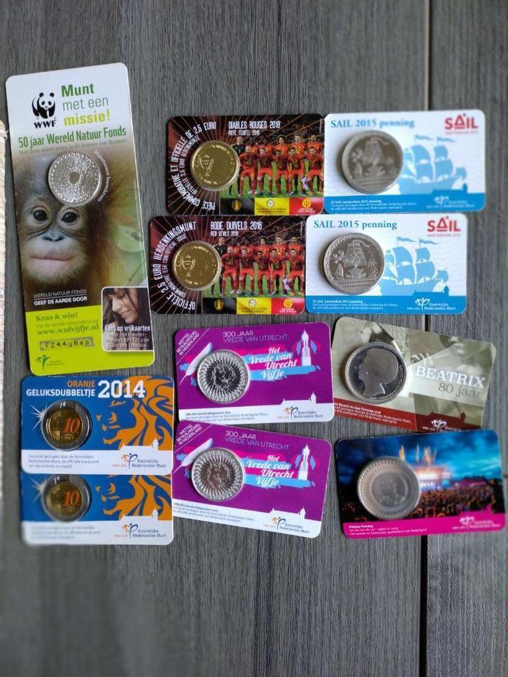 Div coincards Pinkpop, voetbal beatrix wnf sail utrecht, Postzegels en Munten, Penningen en Medailles, Overige materialen, Nederland