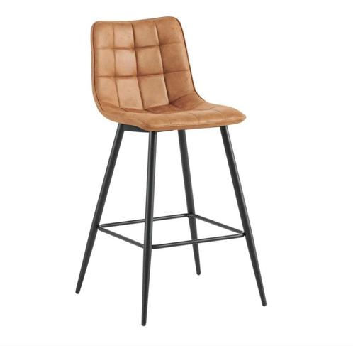 Barkruk Lucille cognac | Webshop, Huis en Inrichting, Barkrukken, Nieuw, 90 cm of meer, Metaal, 1 kruk, Met voetsteun, Ophalen of Verzenden