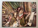 Klassiek schilderij R. Caron - Olieverf op hout paneelkunstw, Antiek en Kunst, Ophalen of Verzenden