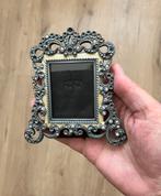 Antiek zilverkleurig Fotolijstje met ingelegde steentjes, Antiek en Kunst, Ophalen of Verzenden