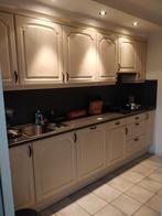 Crème Hoekkeuken met Zwart Blad, Huis en Inrichting, Keuken | Complete keukens, Ophalen, Gebruikt, Graniet of Steen, Hoekkeuken