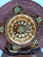 Murano purple schaal op standaard doorsnede 39 cm, Antiek en Kunst, Antiek | Glas en Kristal, Ophalen