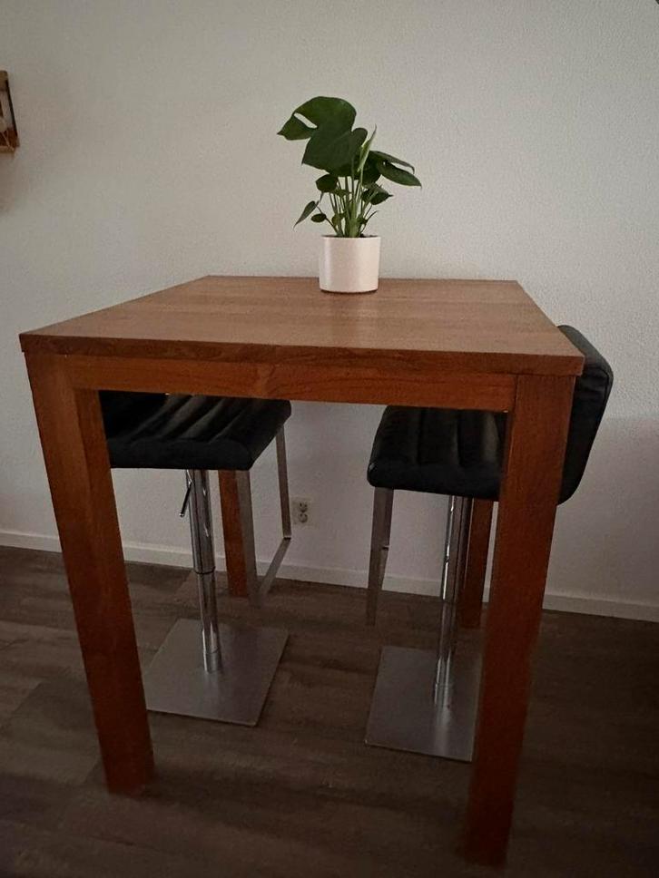 Teak houten bartafel (massief geolied), Huis en Inrichting, Tafels | Statafels, Gebruikt, Ophalen